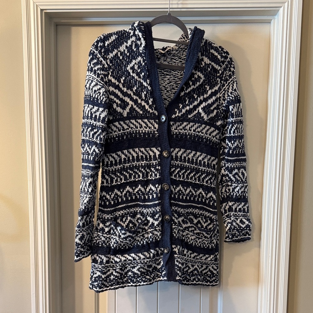 Lucky Brand Navy and Cream Cardigan
